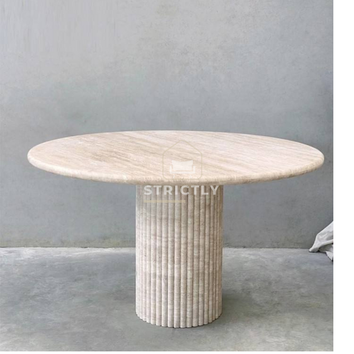 Round travertine Dining table